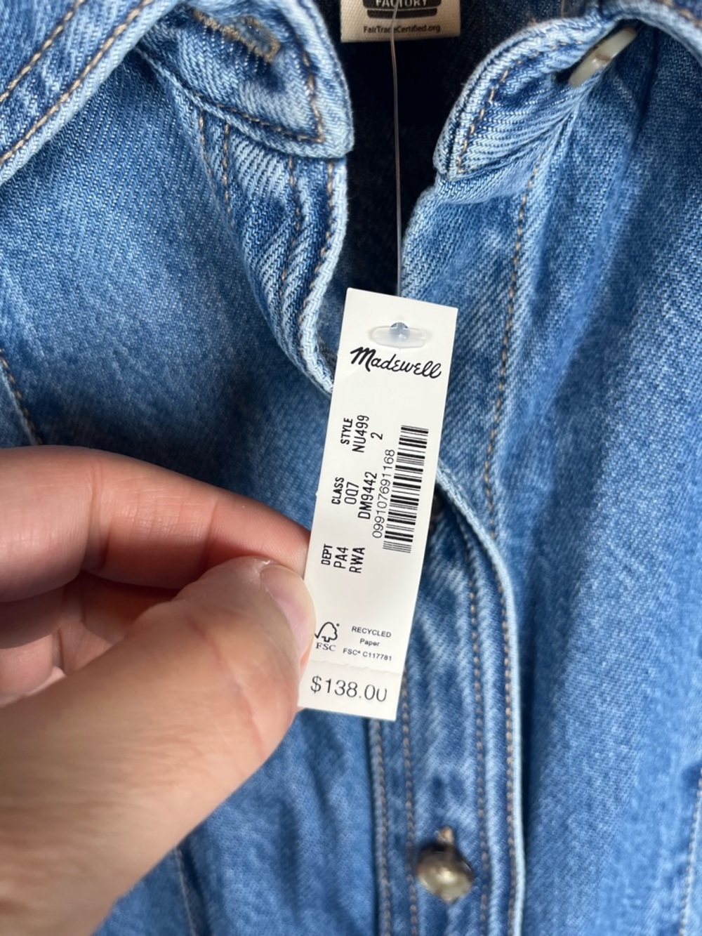NWT Madewell Seamed Mini Dress in Ramey Wash: Airy Denim Edition Women's 2 - Picture 7 of 14